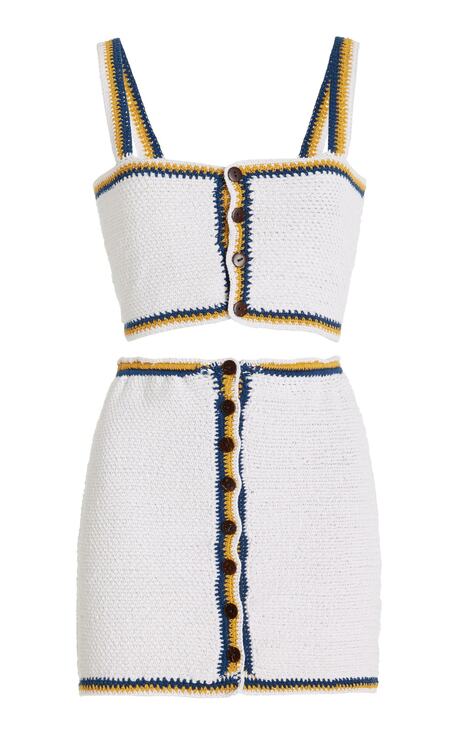 Akoia Swim Dresses & Skirts - Akoia Swim Crocheted Cotton White Seca Skirt And Top Set Size M